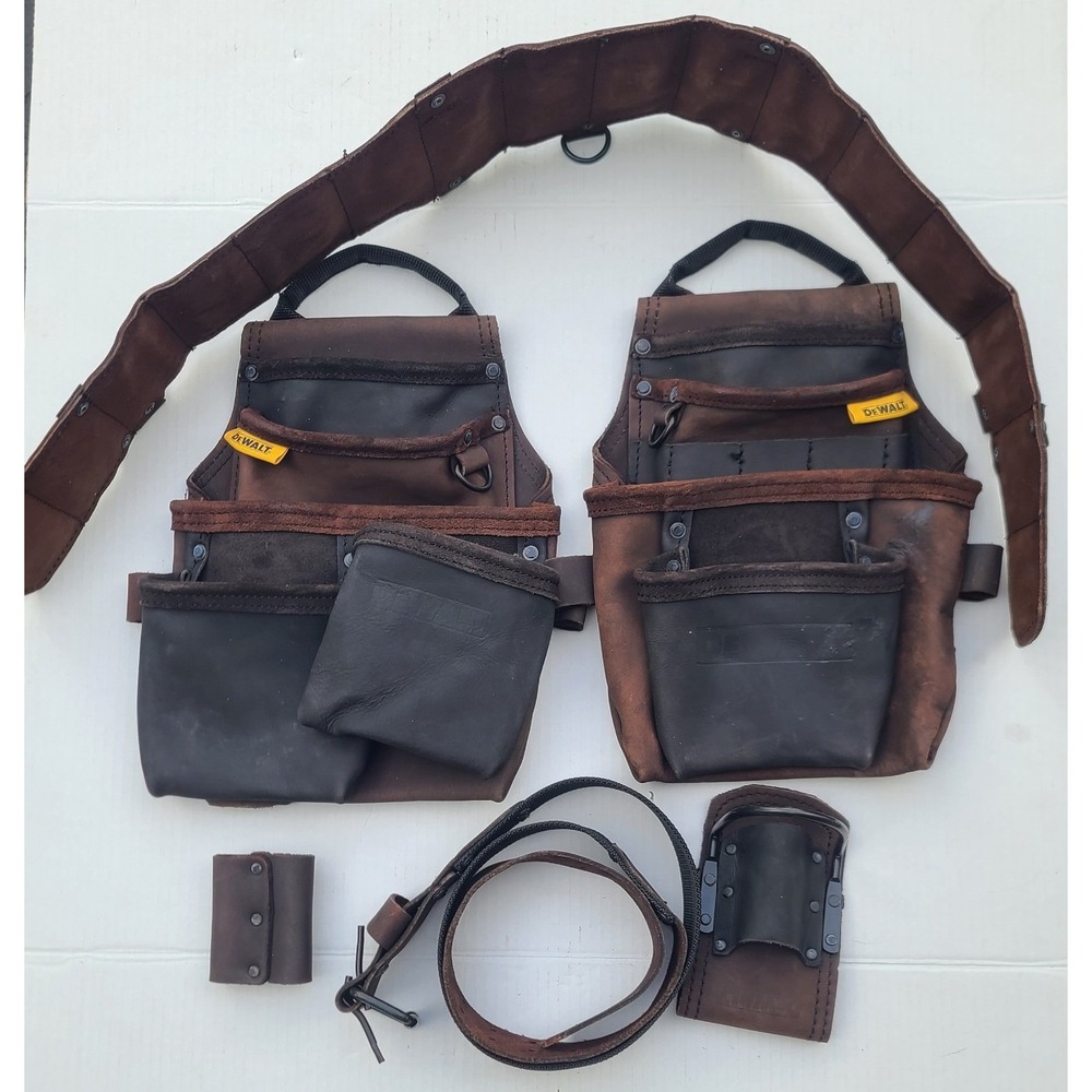 DeWalt Professional Leather Tool Belt Pouch System Dark Brown DG5472 DG5433